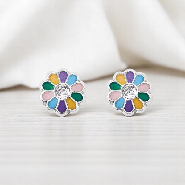 Broquel con Diseño de Florecita con Esmalte en Plata .925 + Obsequio
