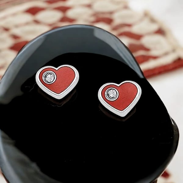 Broquel  Corazón Esmaltado en Plata .925 + Obsequio