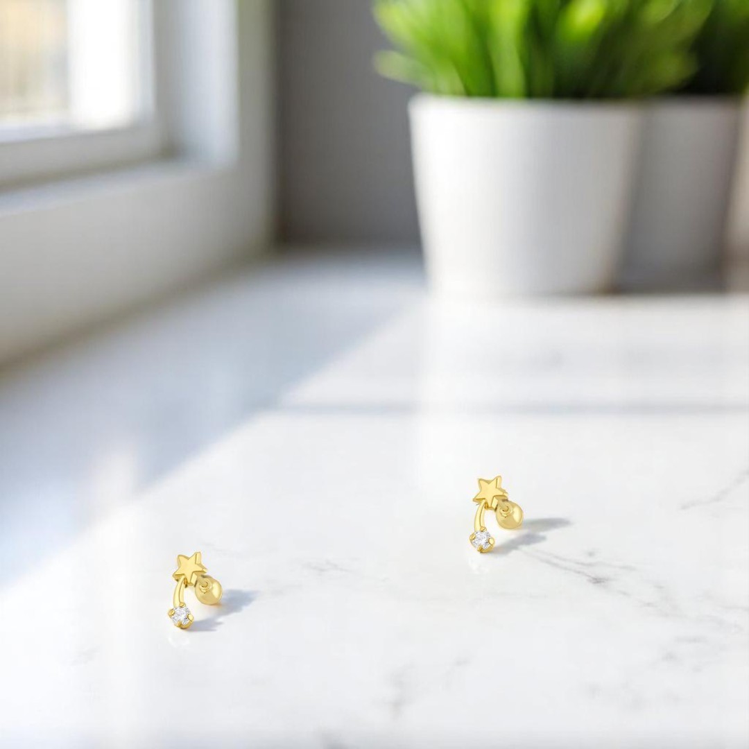 Broquel Estrella Fugaz En Oro De 10 K + Obsequio + Envío.