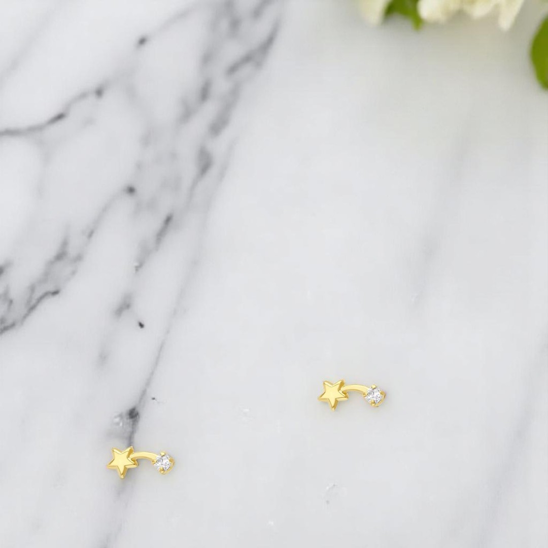 Broquel Estrella Fugaz En Oro De 10 K + Obsequio + Envío.