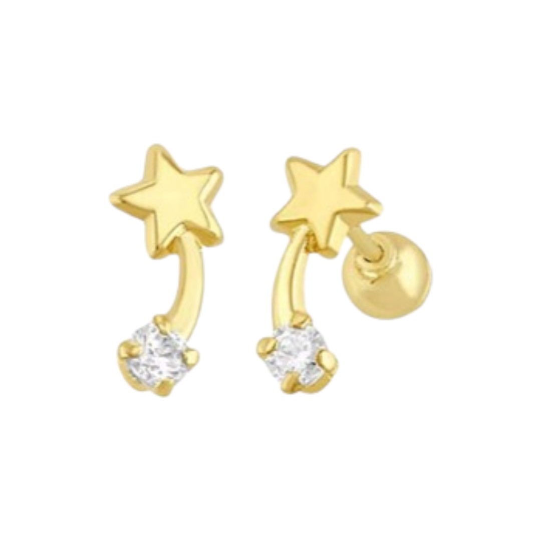 Broquel Estrella Fugaz En Oro De 10 K + Obsequio + Envío.