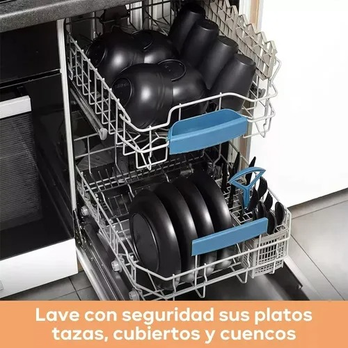 Synmore 28pzas Vajilla Juego Negro Cocina Paja Trigo Plato Tazas Kit