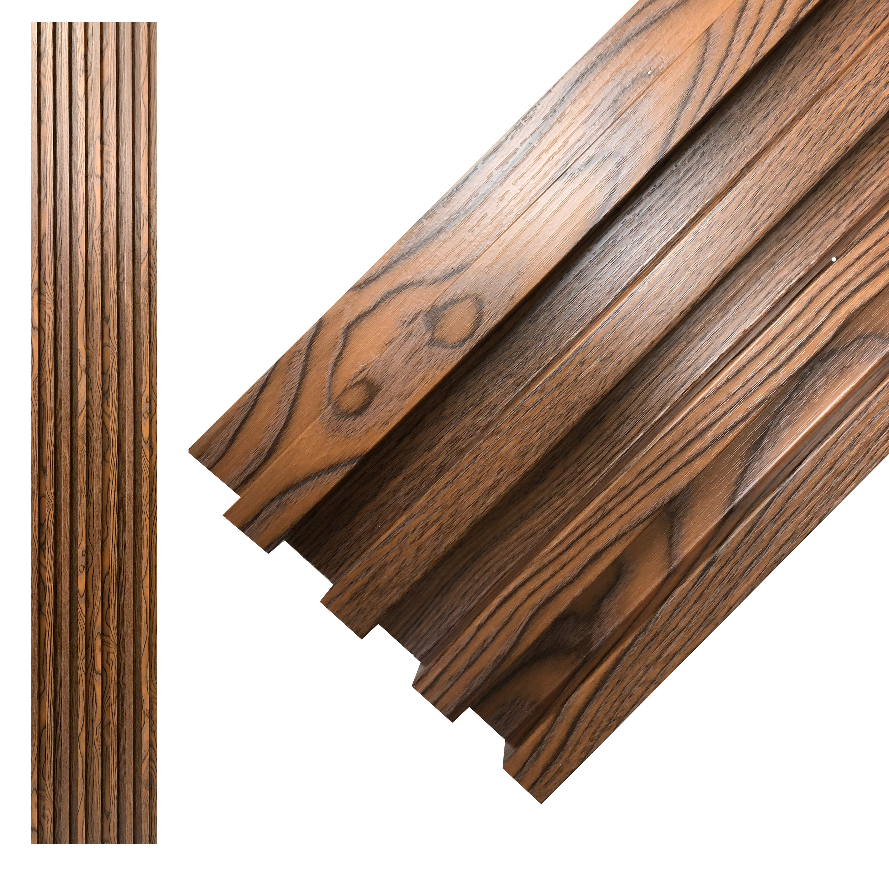 Lambrín Panel Decorativo Madera Wpc 14 Pzas 290cm x 17cm Encino Oscuro