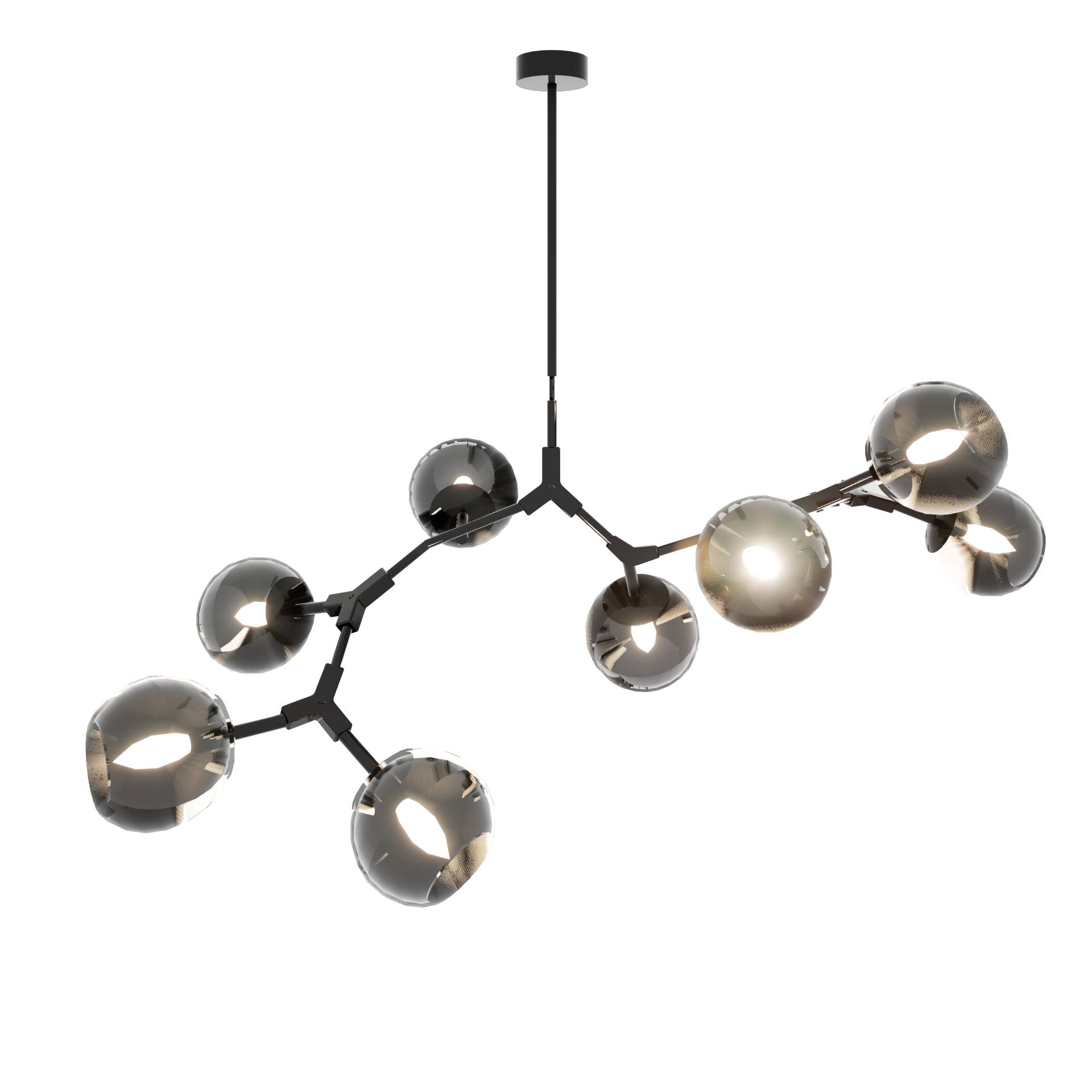  Candelabro 8 Esferas  de Cristal Negro 150*230 Mm Minimalista