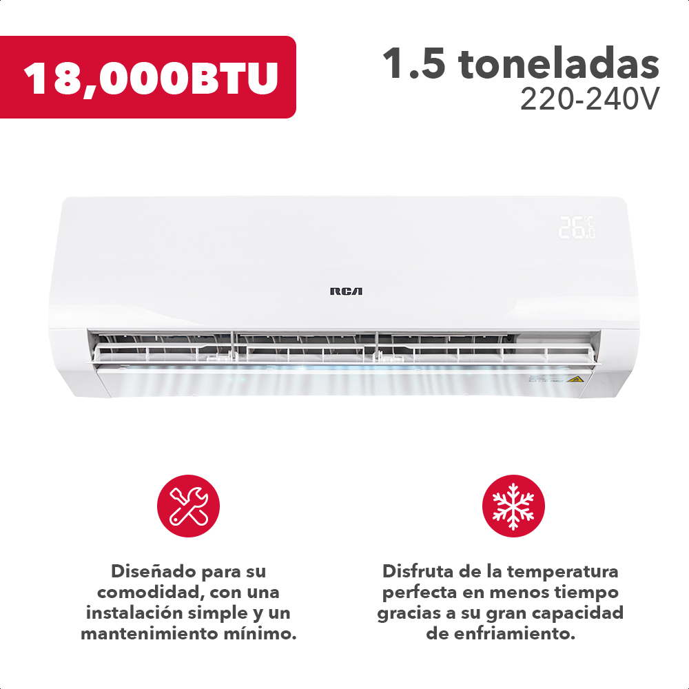 Aire Acondicionado Mini Split RCA 1.5 Ton Solo Frío 18,000 BTU