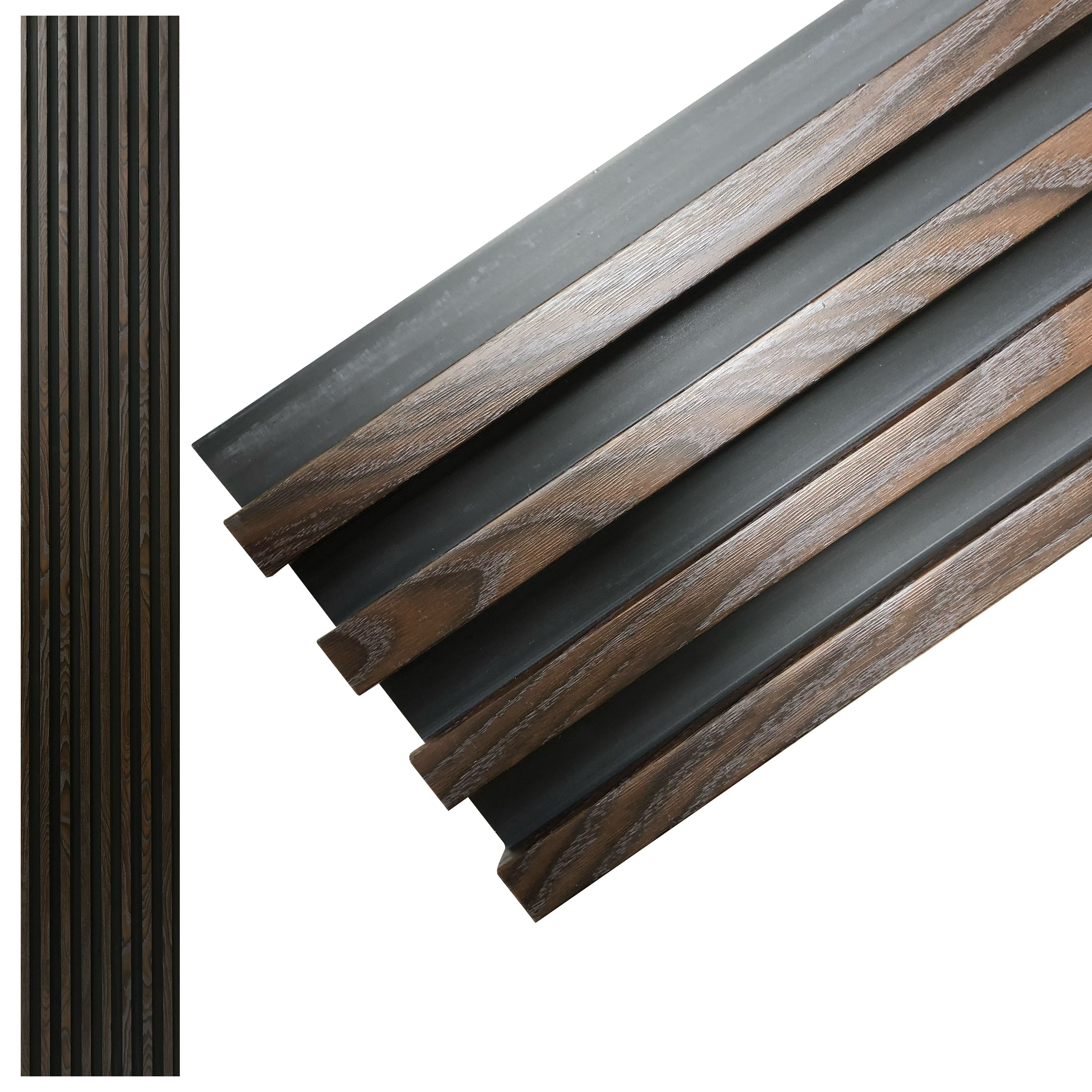Lambrín Panel Decorativo Madera Wpc 14 Pzas 290cm x 17cm Nogal Ahumado