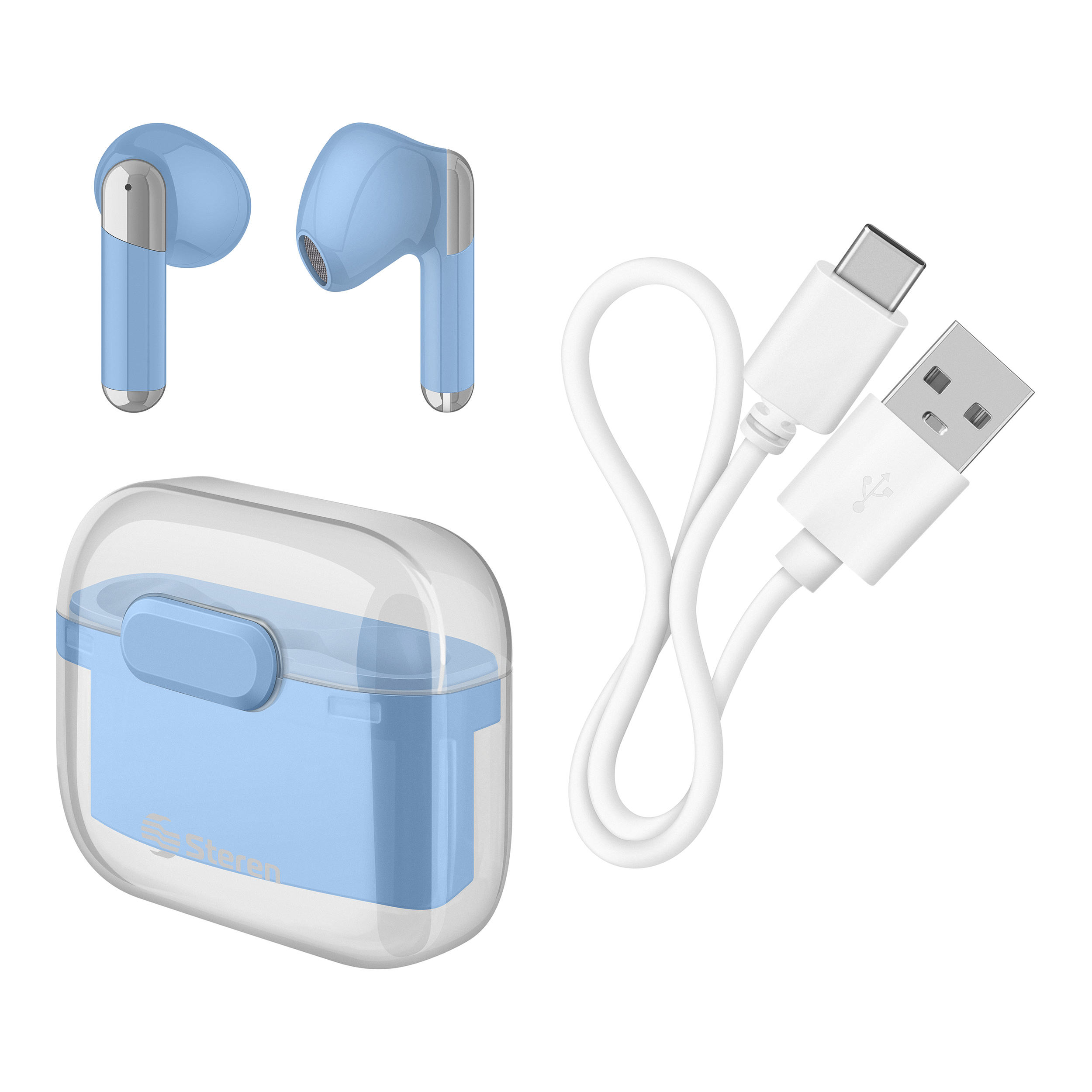STEREN Audífonos Bluetooth Sport Touch True Wireless color azul AUD-7410AZ