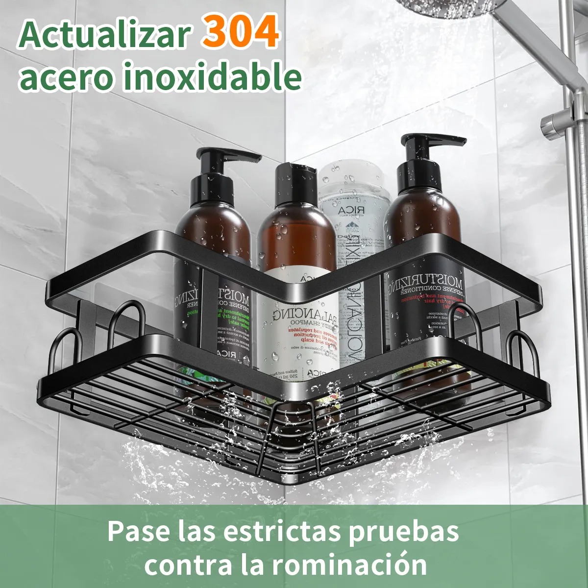  Estante Organizador De Ducha Acero Inoxidable Color Negro