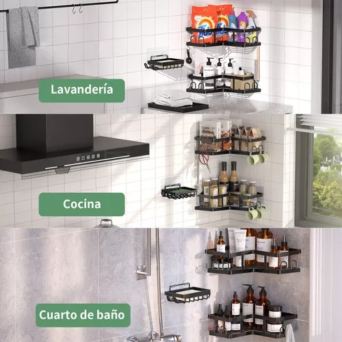  Estante Organizador De Ducha Acero Inoxidable Color Negro