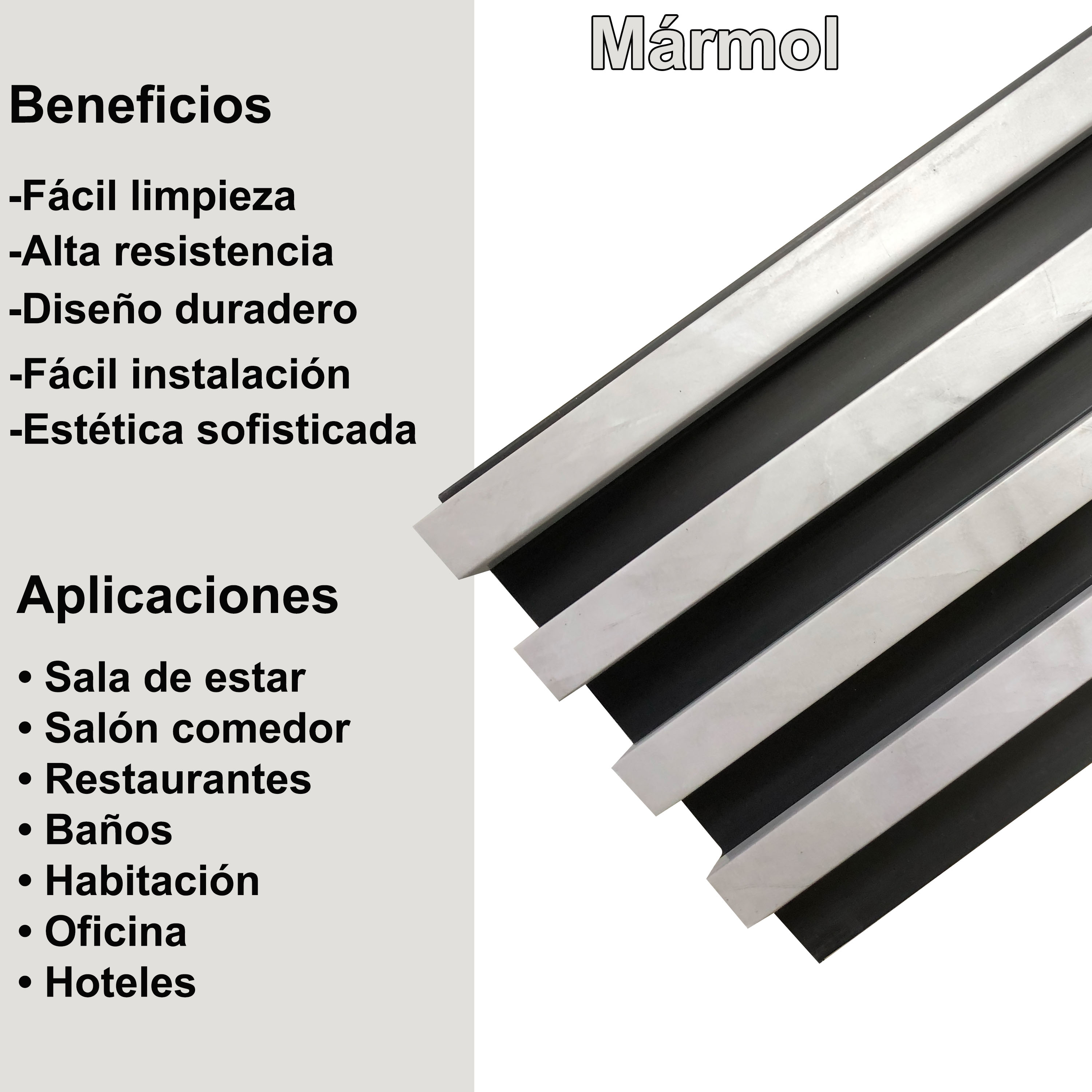 Lambrín Panel Decorativo Madera Wpc 14 Pzas 290cm x 17cm Mármol