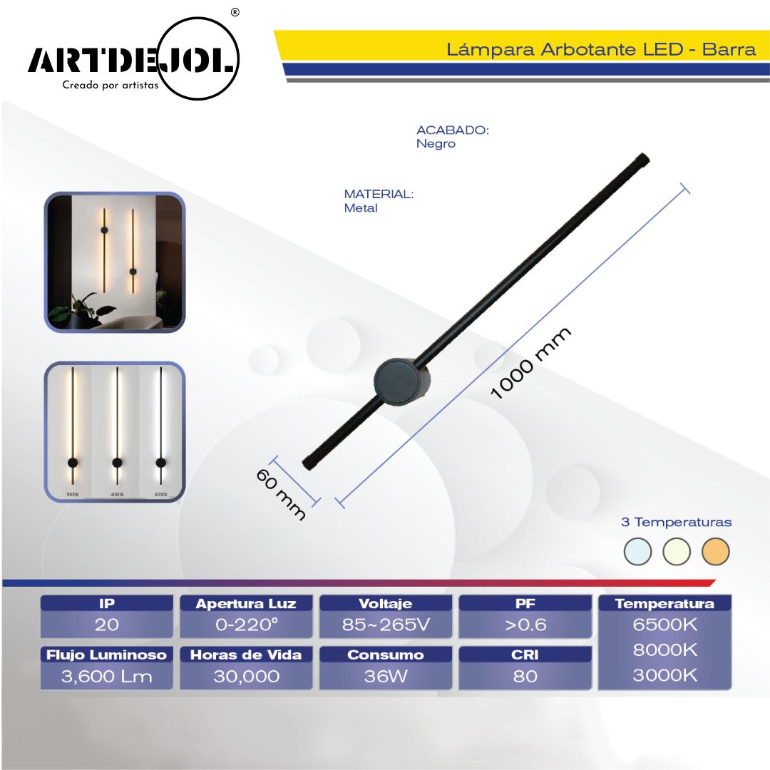  Barra Arbotante Para Pared Led Tres Temperaturas