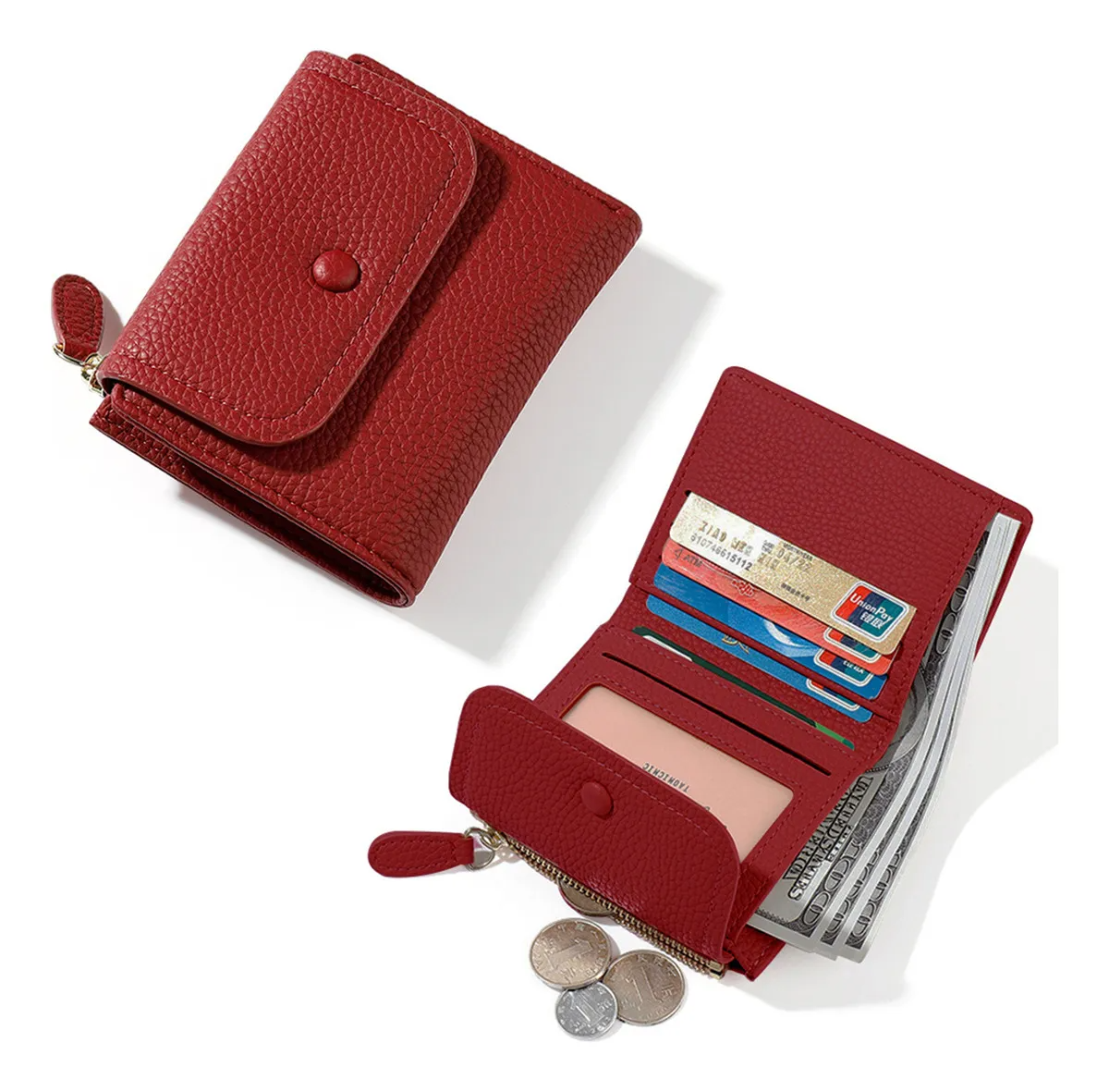 Carteras Mujer Carteras Dama Con Monedero Tarjetero Mujer Color Rojo