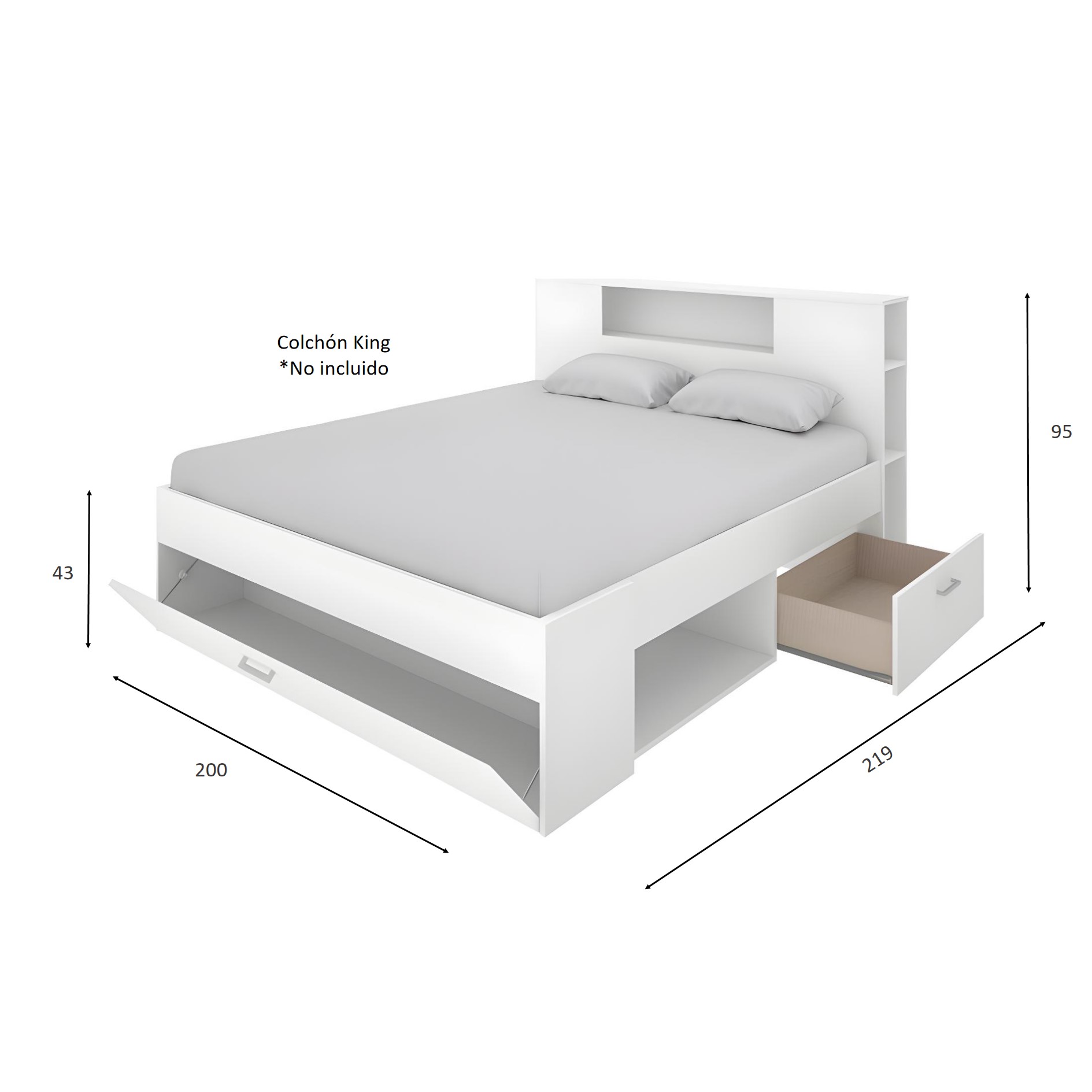 Recamara King con Cabecera Blanca