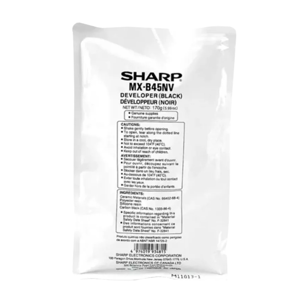 Revelador Para Fotocopiadoras Sharp Mxb45nv Color Negro