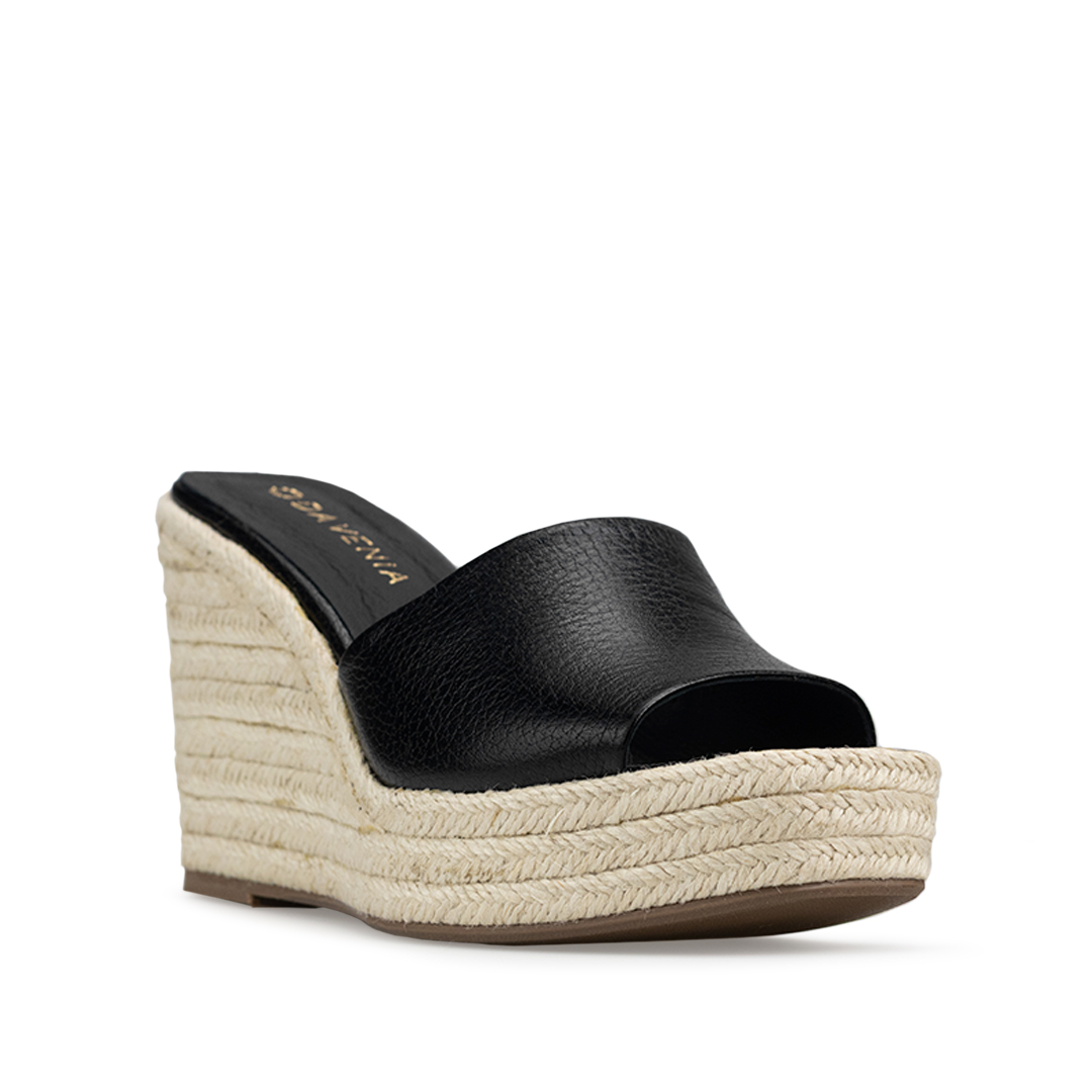 Alpargatas Para Mujer De Piel Sandalia Plataforma Davenia Mod. Mara Negro