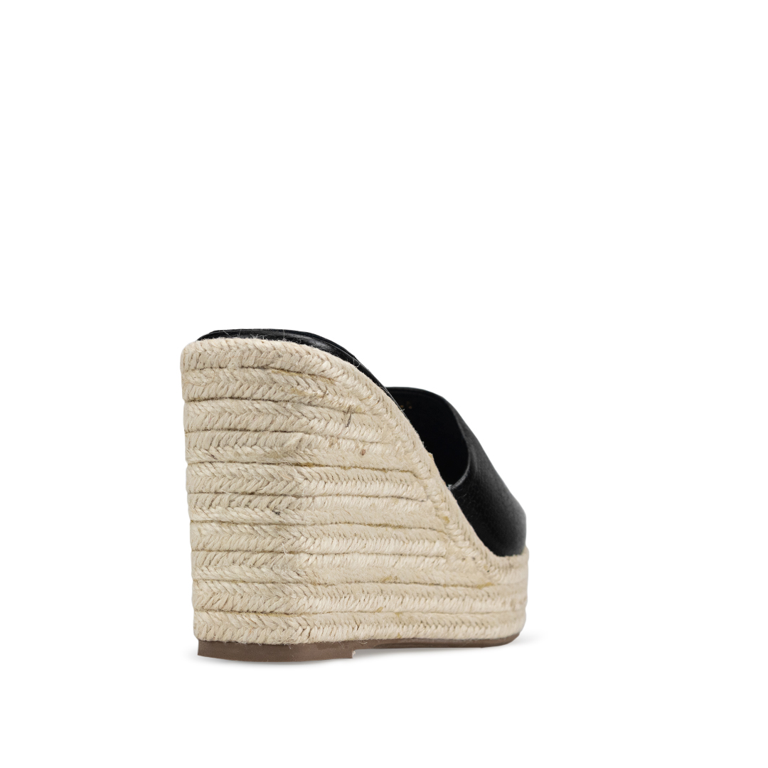 Alpargatas Para Mujer De Piel Sandalia Plataforma Davenia Mod. Mara Negro