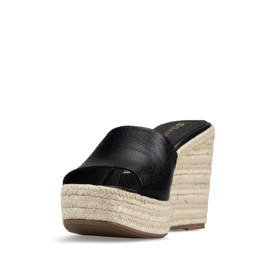Alpargatas Para Mujer De Piel Sandalia Plataforma Davenia Mod. Mara Negro