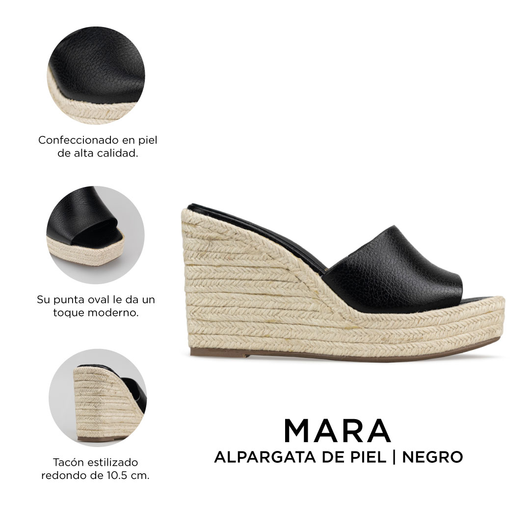 Alpargatas Para Mujer De Piel Sandalia Plataforma Davenia Mod. Mara Negro