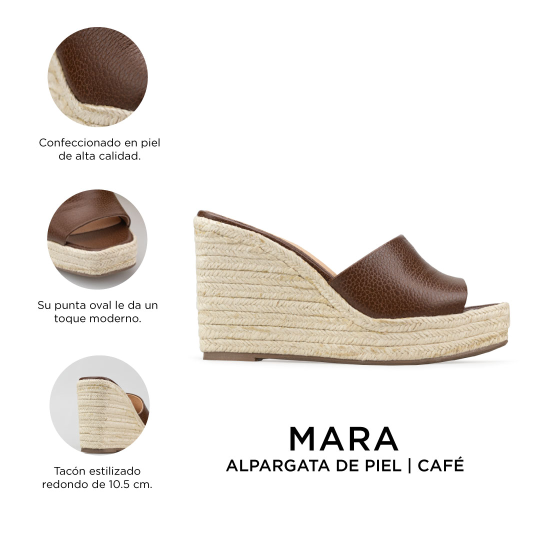 Alpargatas Para Mujer De Piel Sandalia Plataforma Davenia Mod. Mara Café