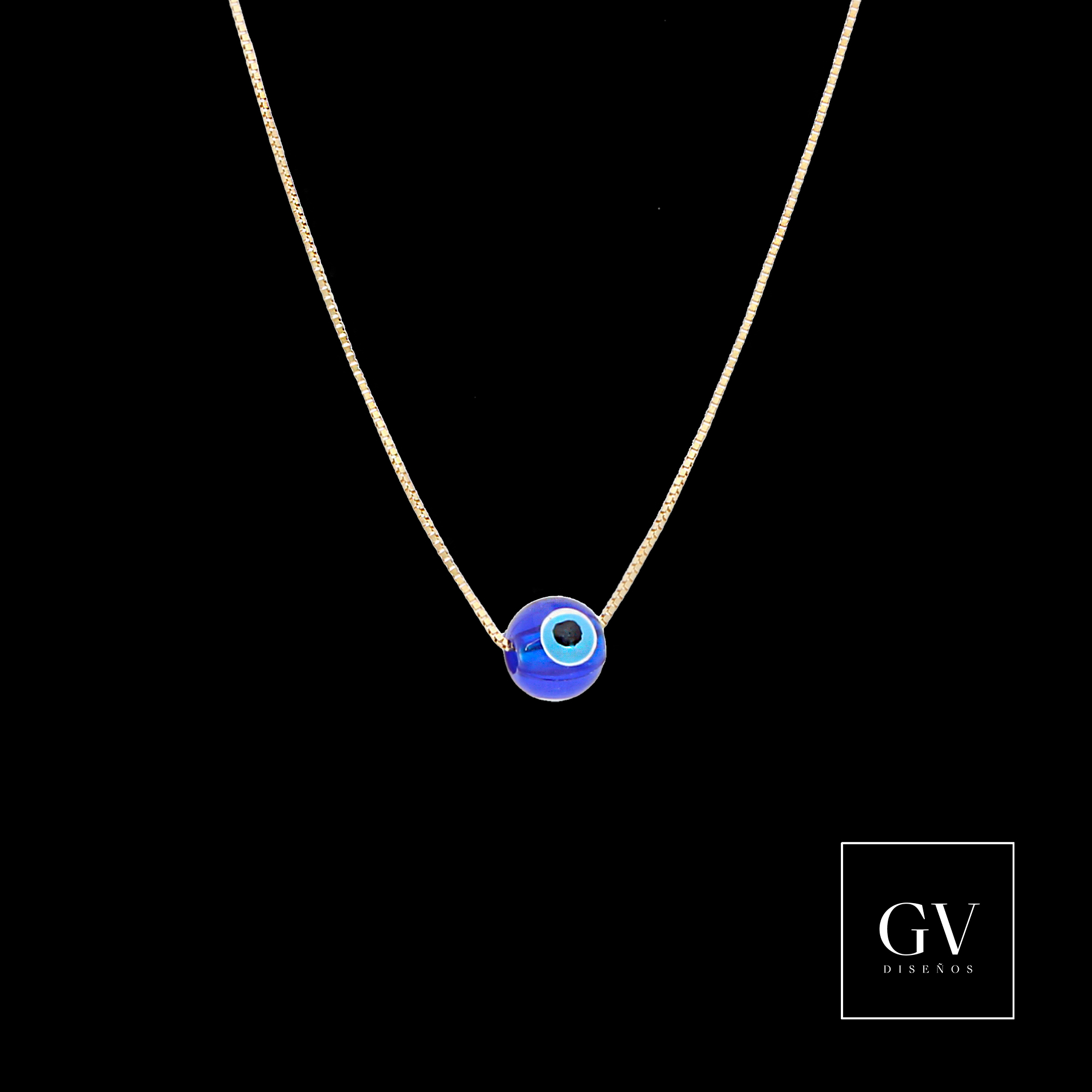 Collar de Ojo Turco de la Buena Suerte de Oro de 14 Kilates Para dama