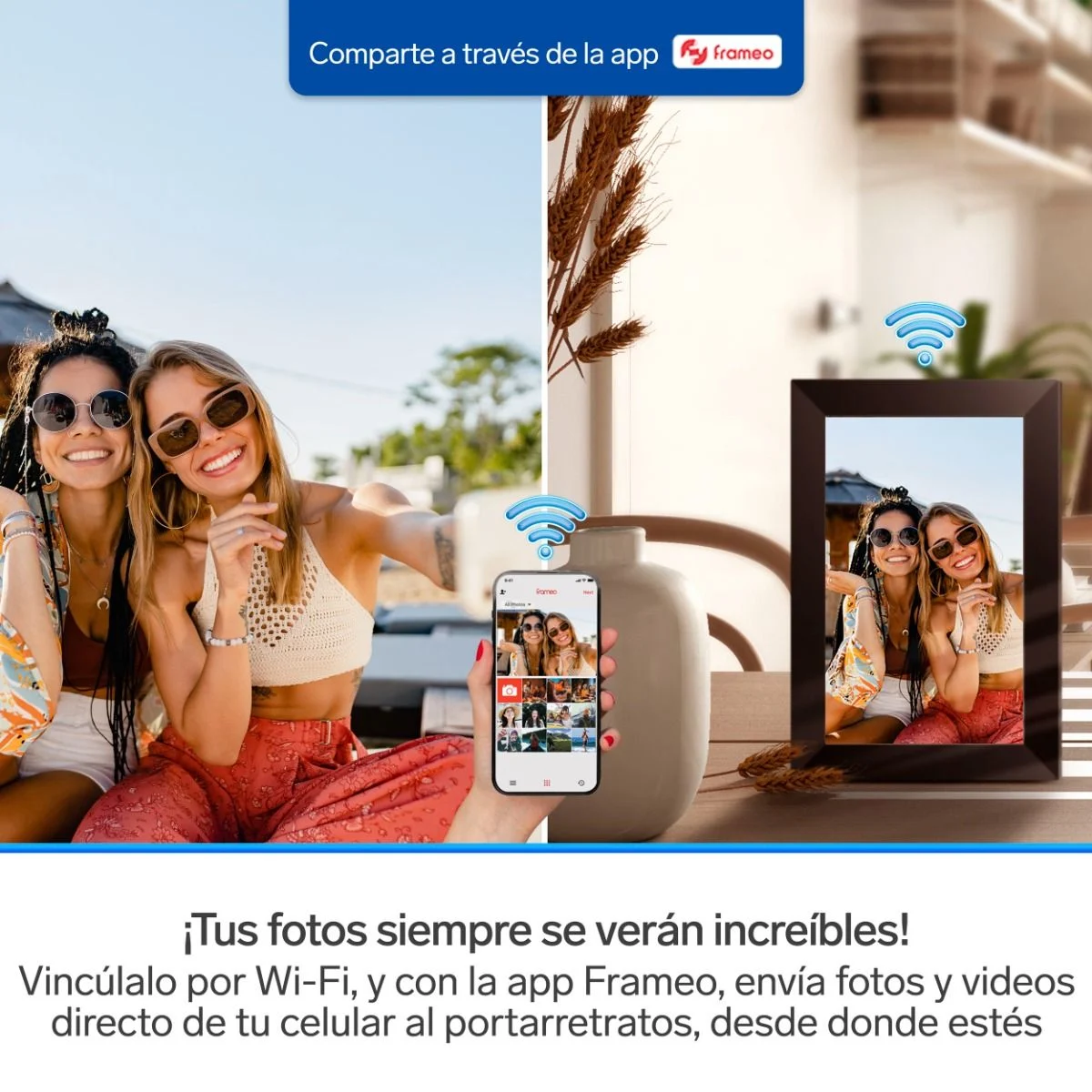 Portaretratos digital Wi-Fi de 10 pulgadas Negro