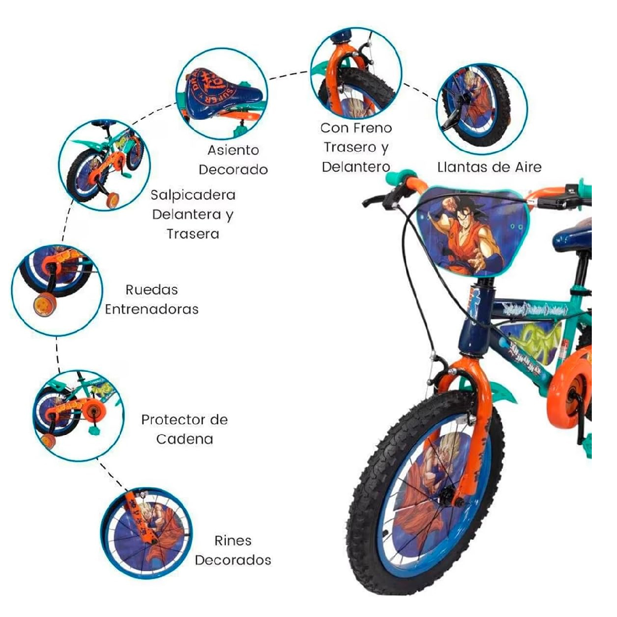 Bicicleta Infantil Para Niños Dragon Ball Rodada 16.