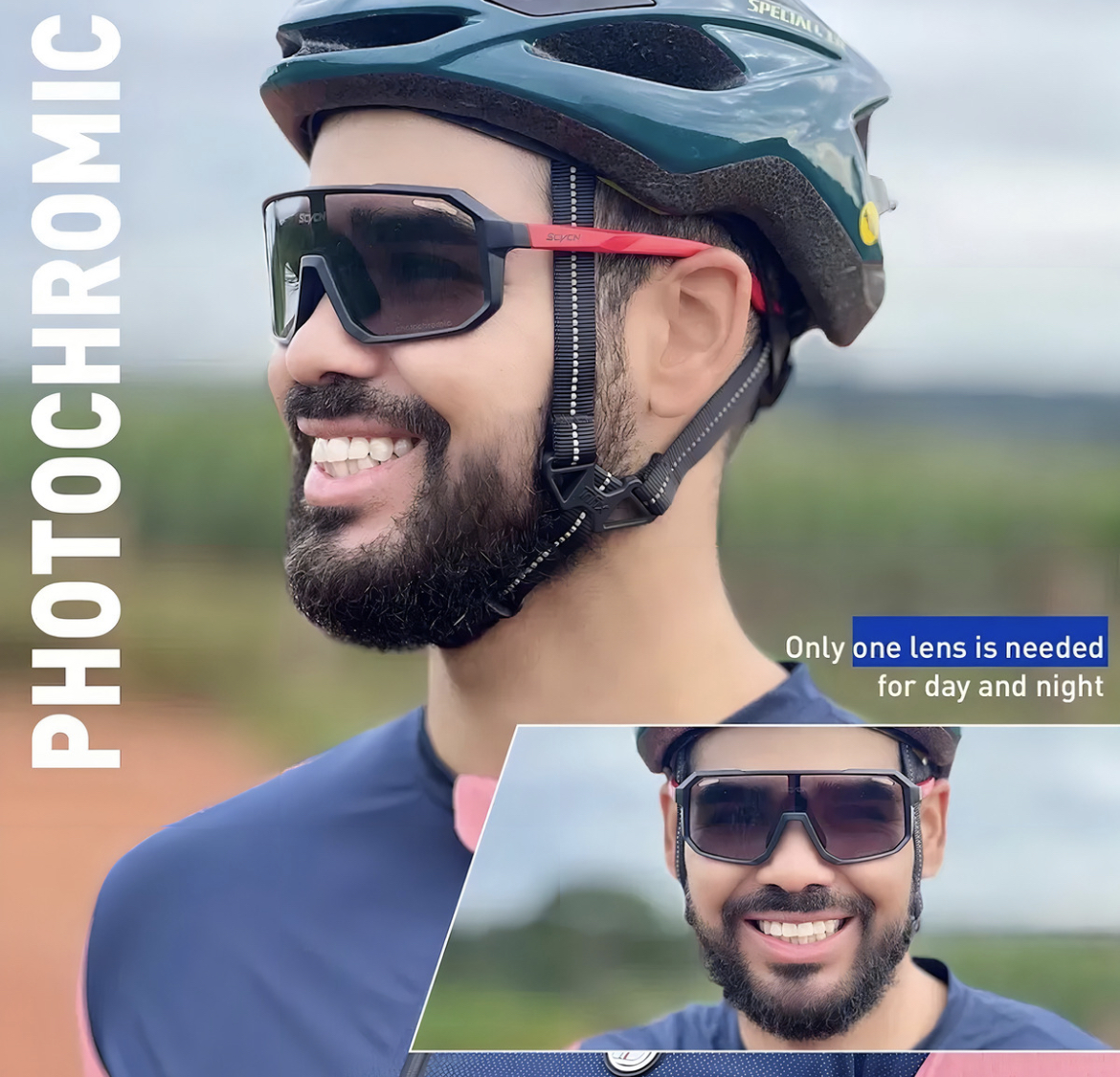 Lentes fotocromáticos deportivos  con protección UV resistentes a impactos negro