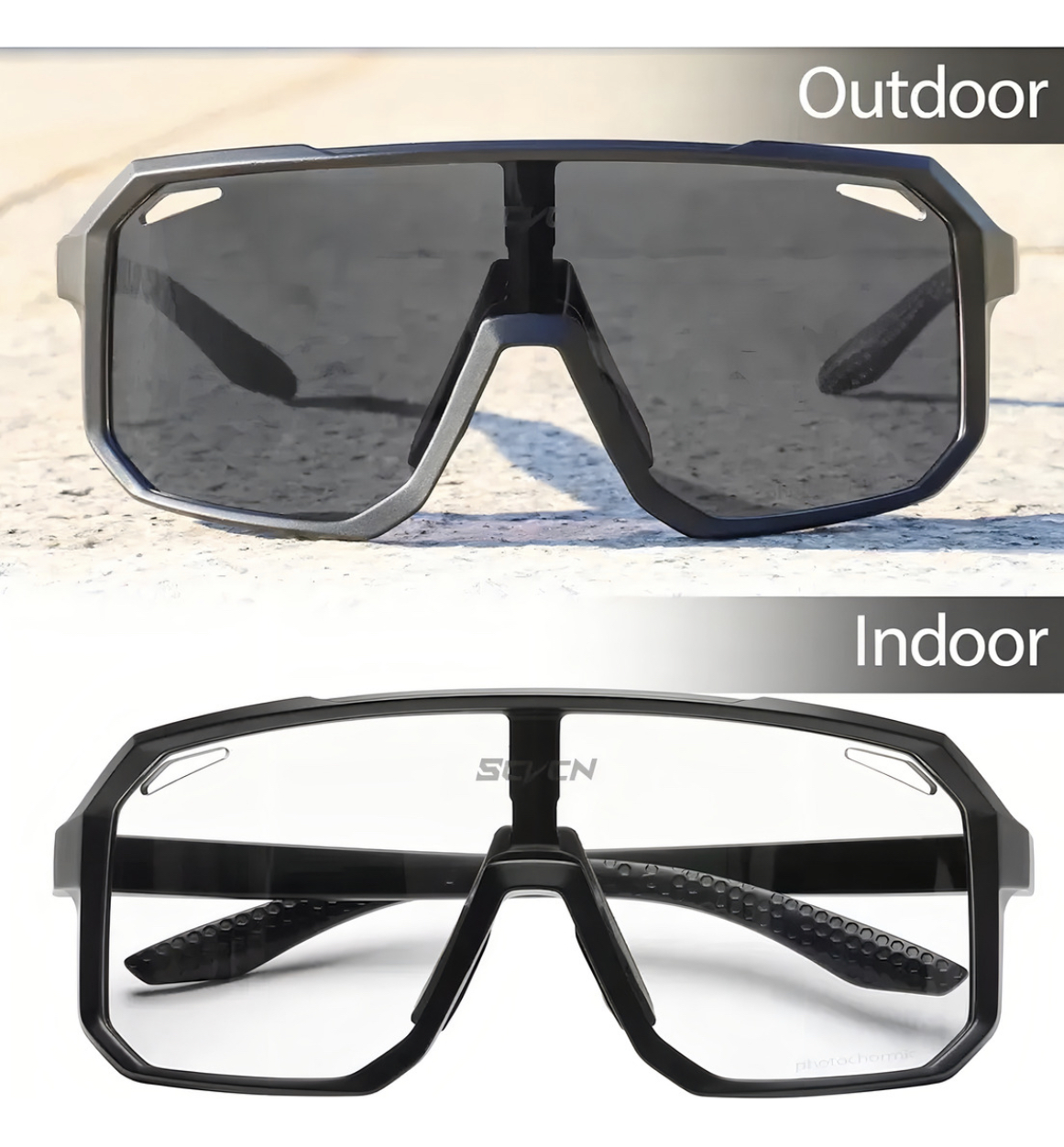 Lentes fotocromáticos deportivos  con protección UV resistentes a impactos negro