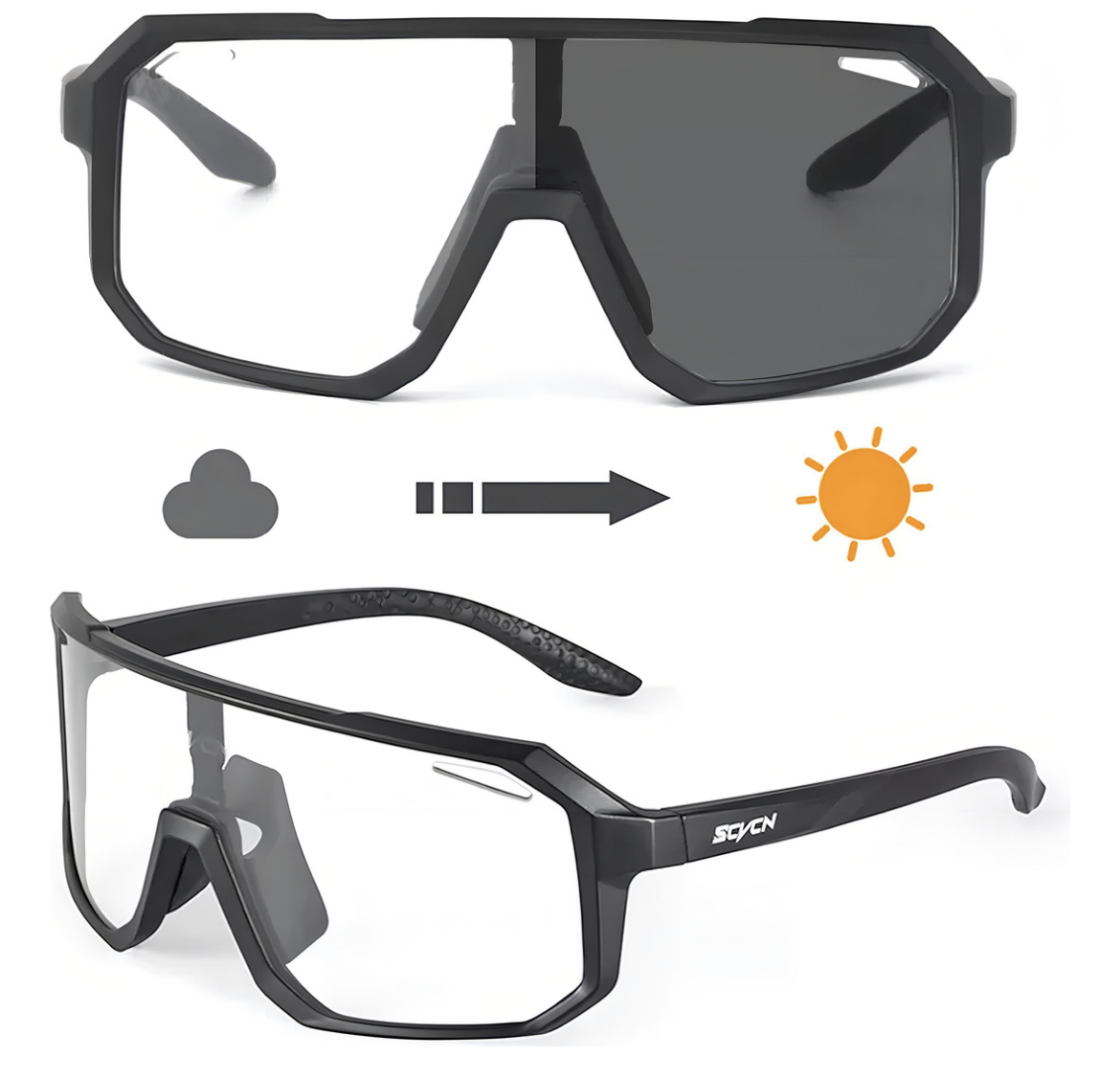 Lentes fotocromáticos deportivos  con protección UV resistentes a impactos negro