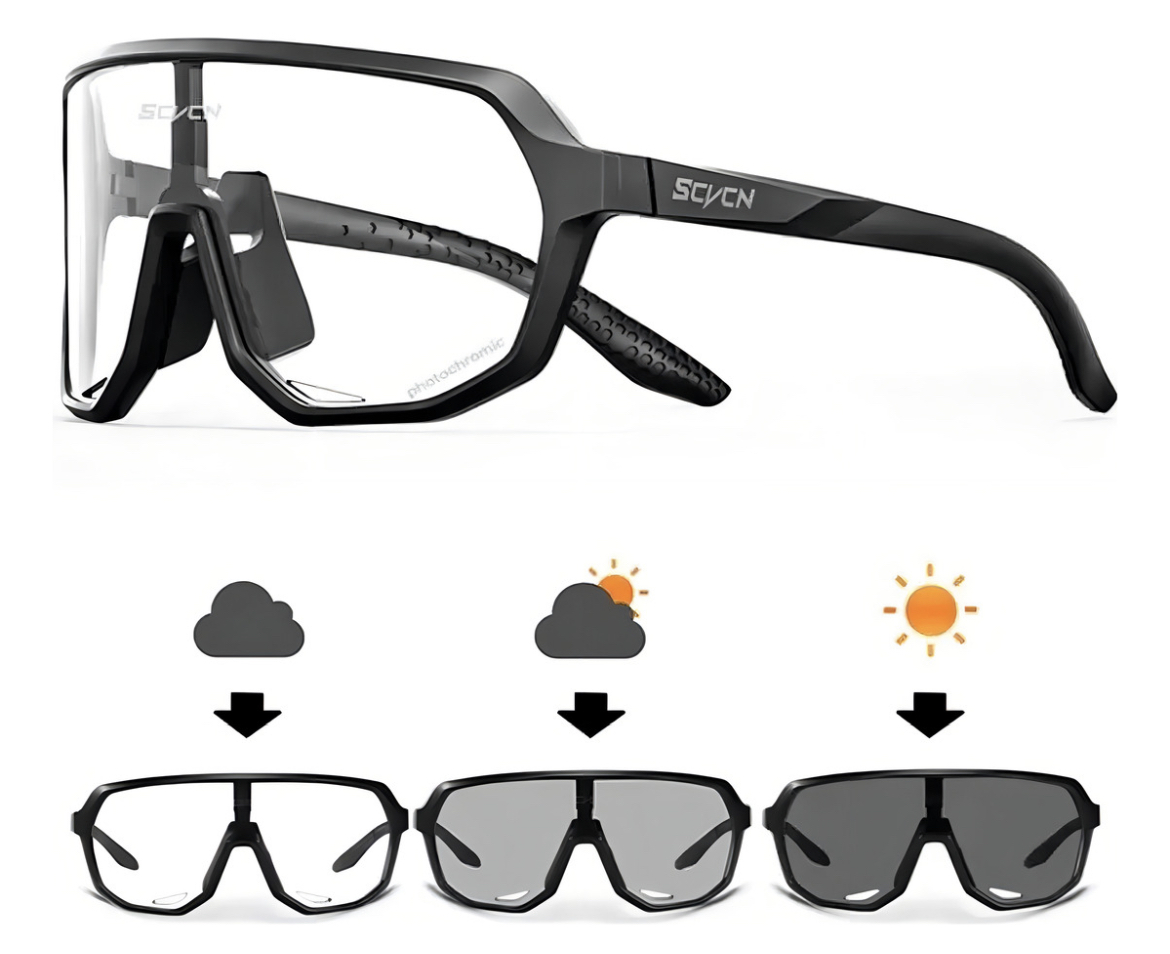 Lentes fotocromáticos deportivos  con protección UV resistentes a impactos negro