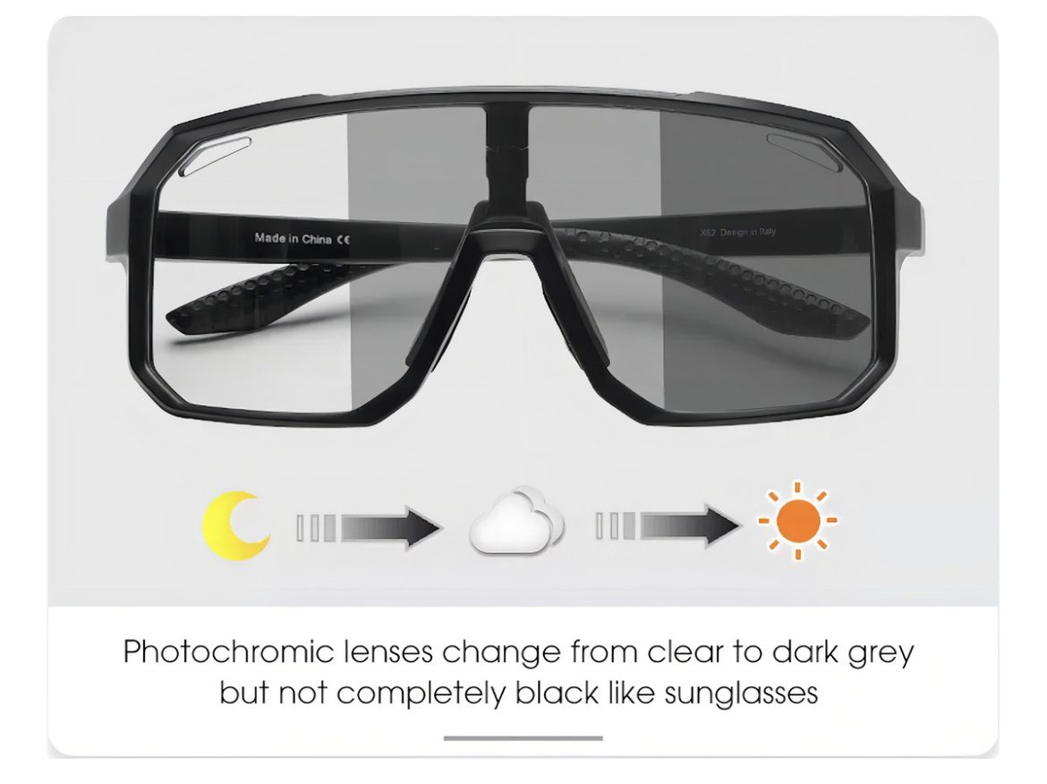 Lentes fotocromáticos deportivos  con protección UV resistentes a impactos negro
