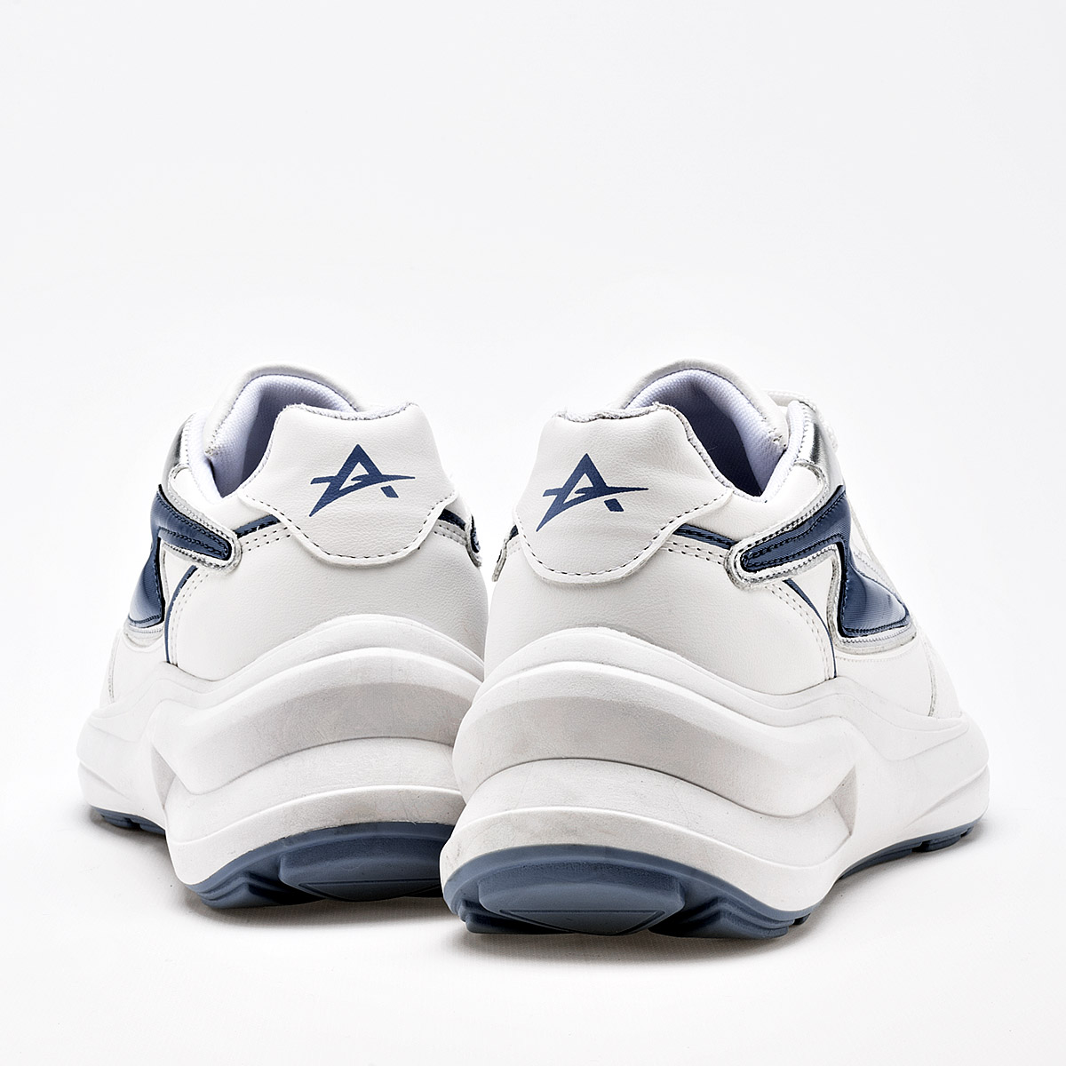CLASBEN LETONIA MUJER TENIS CASUAL PLATAFORMA 5 CM COLOR BLANCO AZUL PLATA