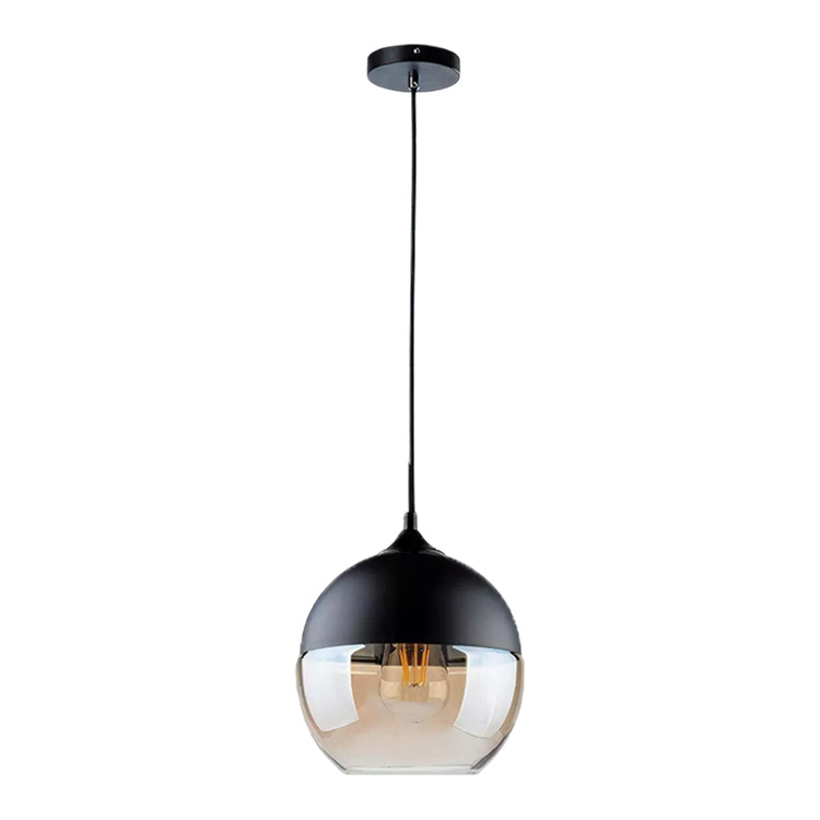 Lámpara Colgante Negro Mate Bola Cristal y Metal 