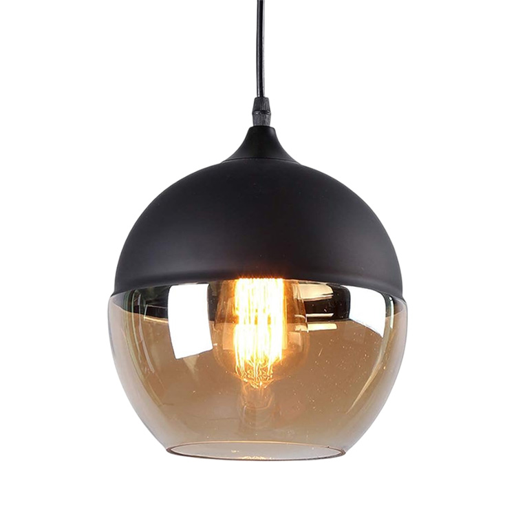 Lámpara Colgante Negro Mate Bola Cristal y Metal 