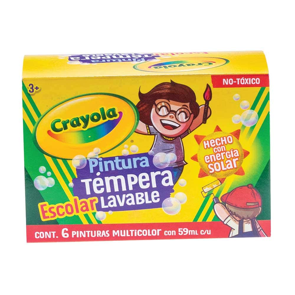 Crayola Pintura Digital Lavable para Niños 6 Colores Vibrantes 59 ml c/u, Témperas para Manualidades, Escuela y Hogar