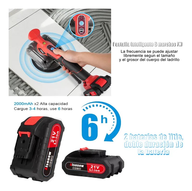 Niveladores Porcelanato Vibrador De Azulejo Con 2 Batería
