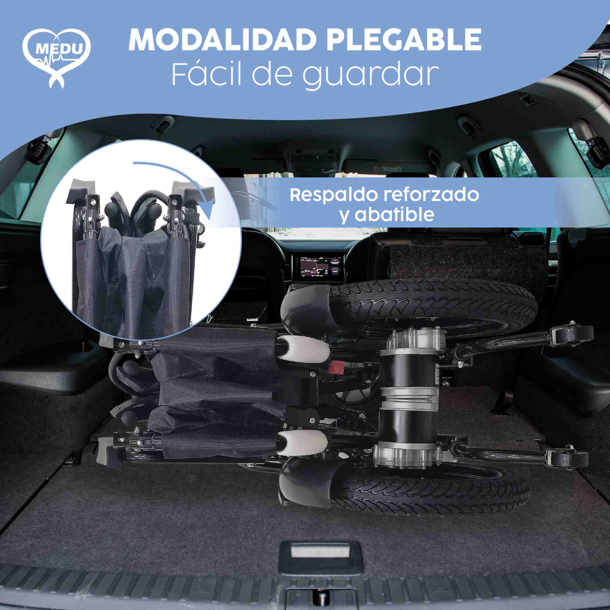 Silla de Ruedas Eléctrica Ligera Medu Spark Plegable, Motor Silencioso y Ajustable
