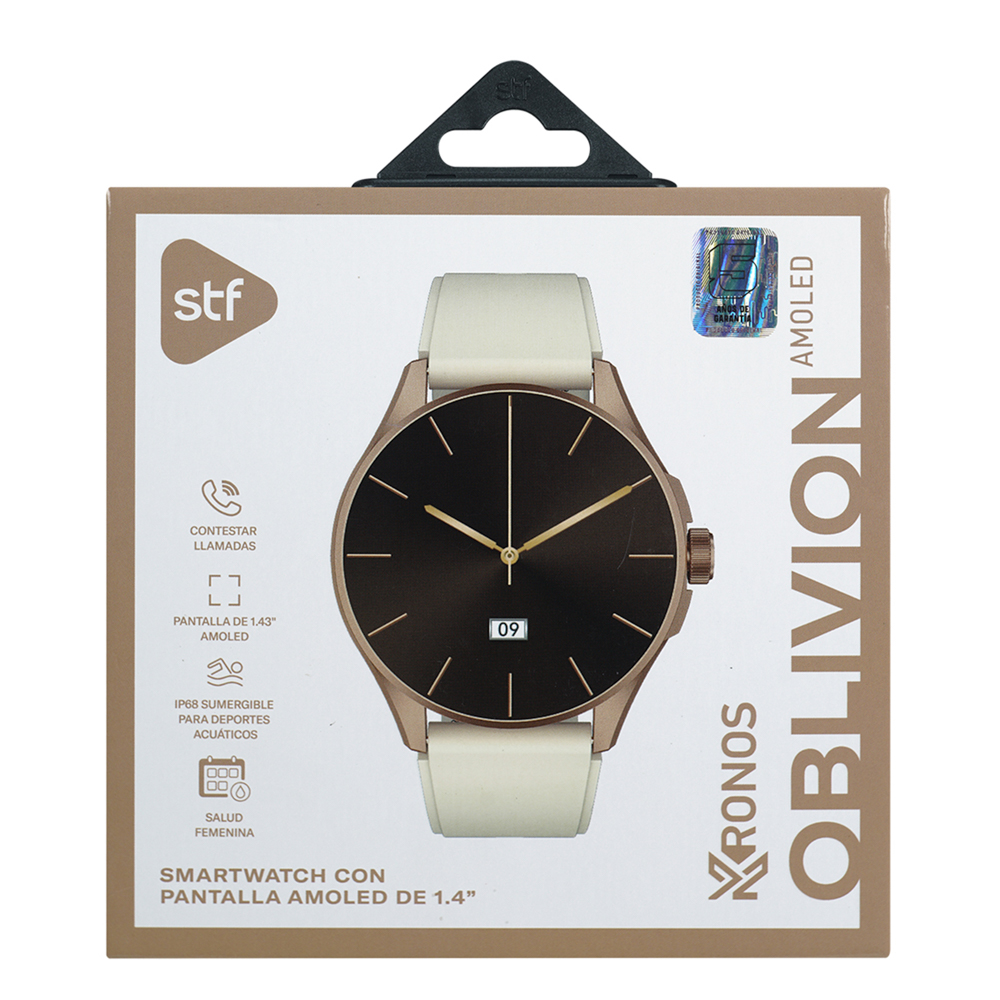 Smartwatch STF Kronos Oblivion AMOLED 1.43", Llamadas, IP68  Color beige