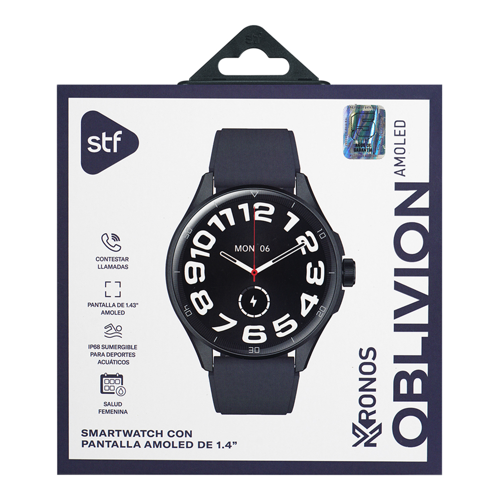 Smartwatch STF Kronos Oblivion AMOLED 1.43", Llamadas, IP68 Color grafito