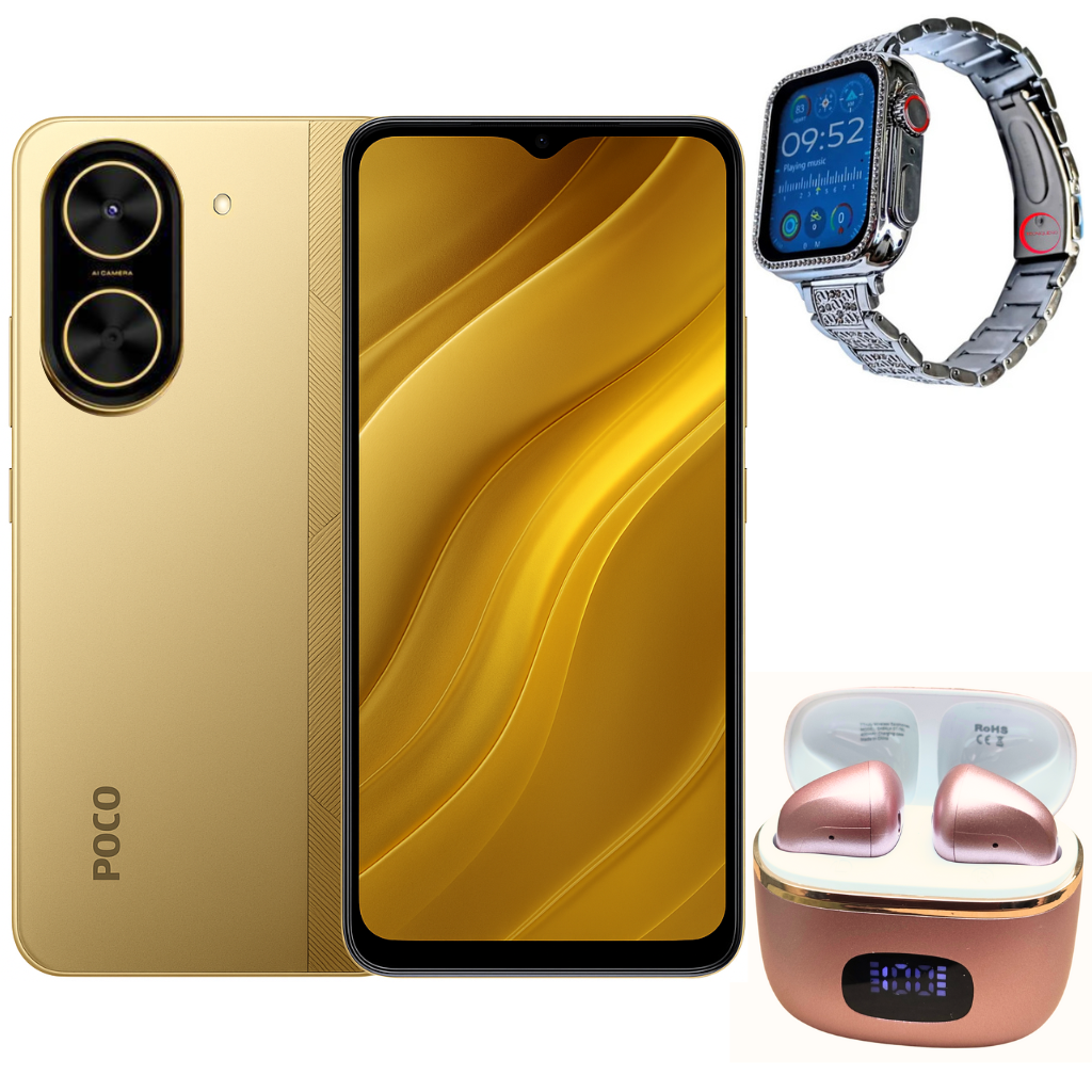 Xiaomi POCO C71 128/4 DORADO + Smartwatch Bossney BS K2310 + Audífonos Sabala ST 761
