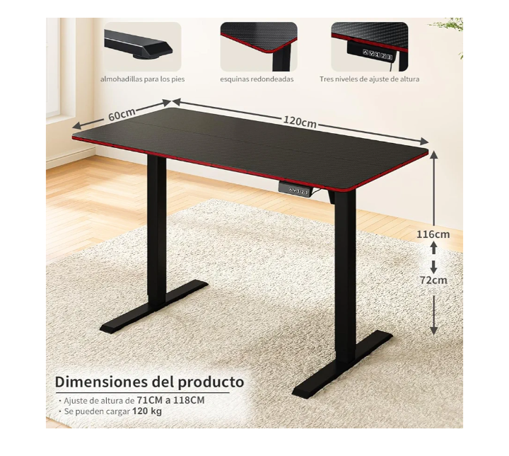 Escritorio para computadora elevable eléctrico ajustable 
