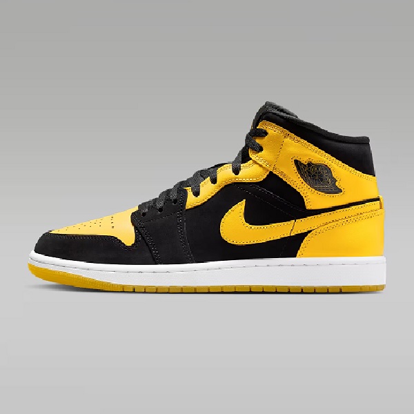 Tenis Air Jordan 1 Mid SE Negro/amarillo Hombre Tallas #25 al #30
