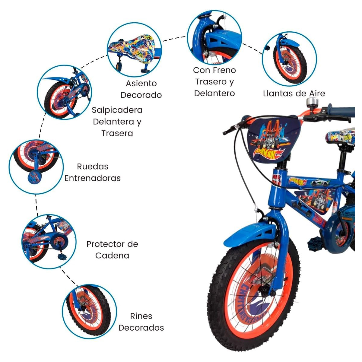 Bicicleta Infantil Para Niños Hot Wheels Rodada 16.