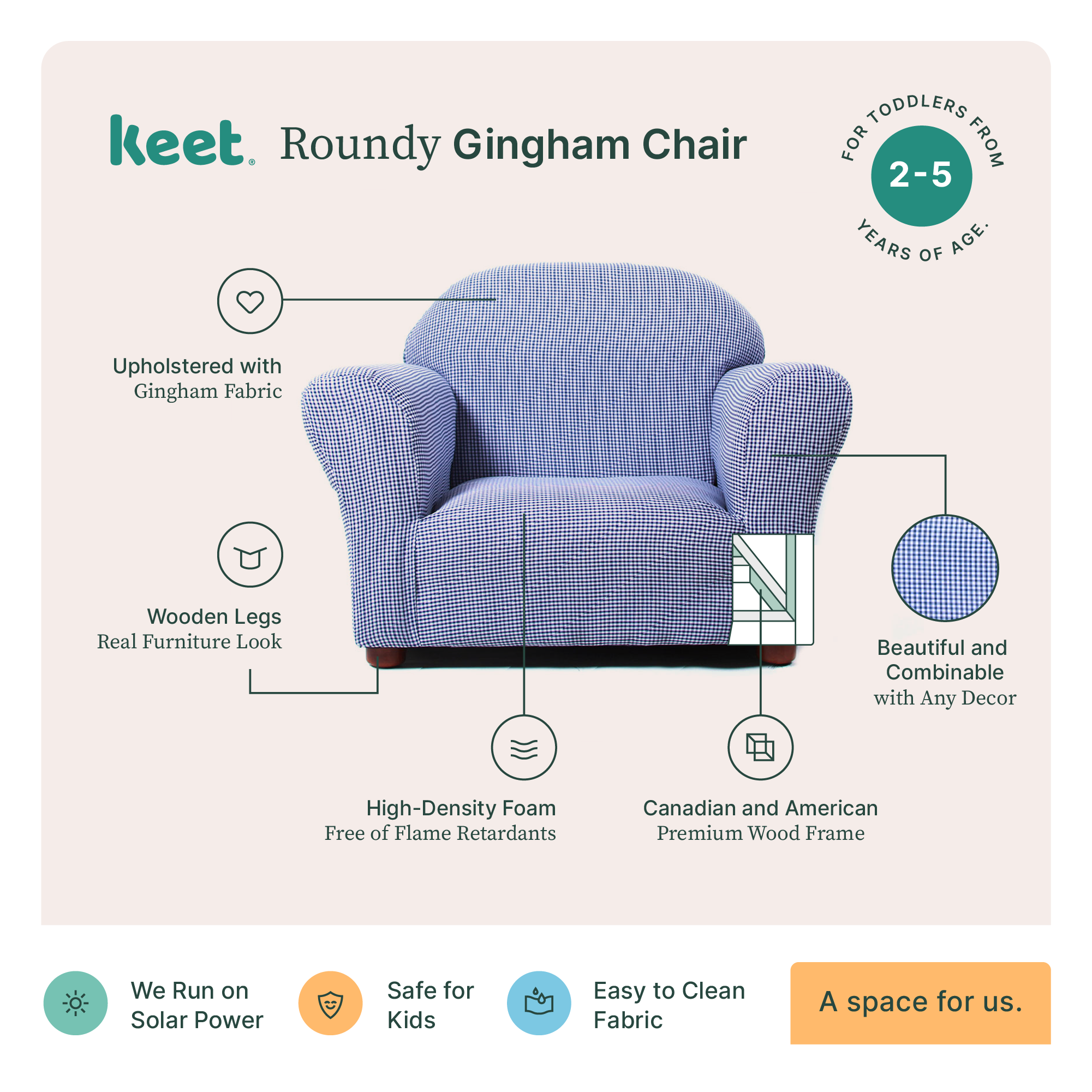 Sillón Infantil Keet: Acogedor y ergonómico, blue navy, relleno en memory foam, estructura y base de madera sólida. Mueble diseñado para potencializar la independencia de los mas pequeños del hogar.