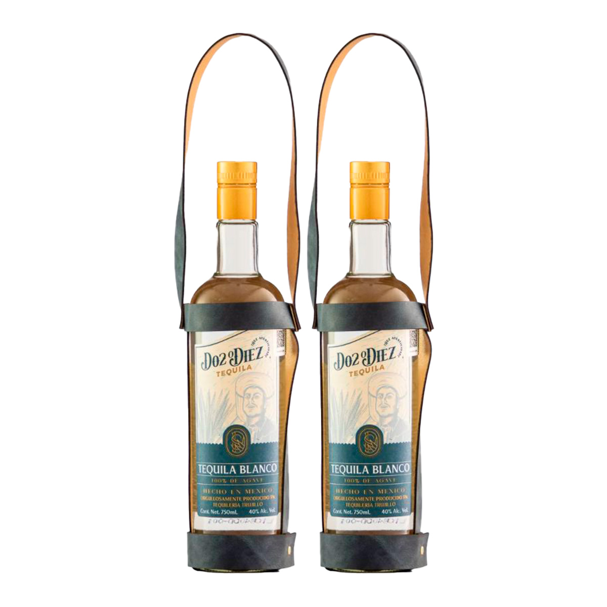Duo Tequila Dos o Diez Bco. "Don Silverio" con Correa 750 Ml