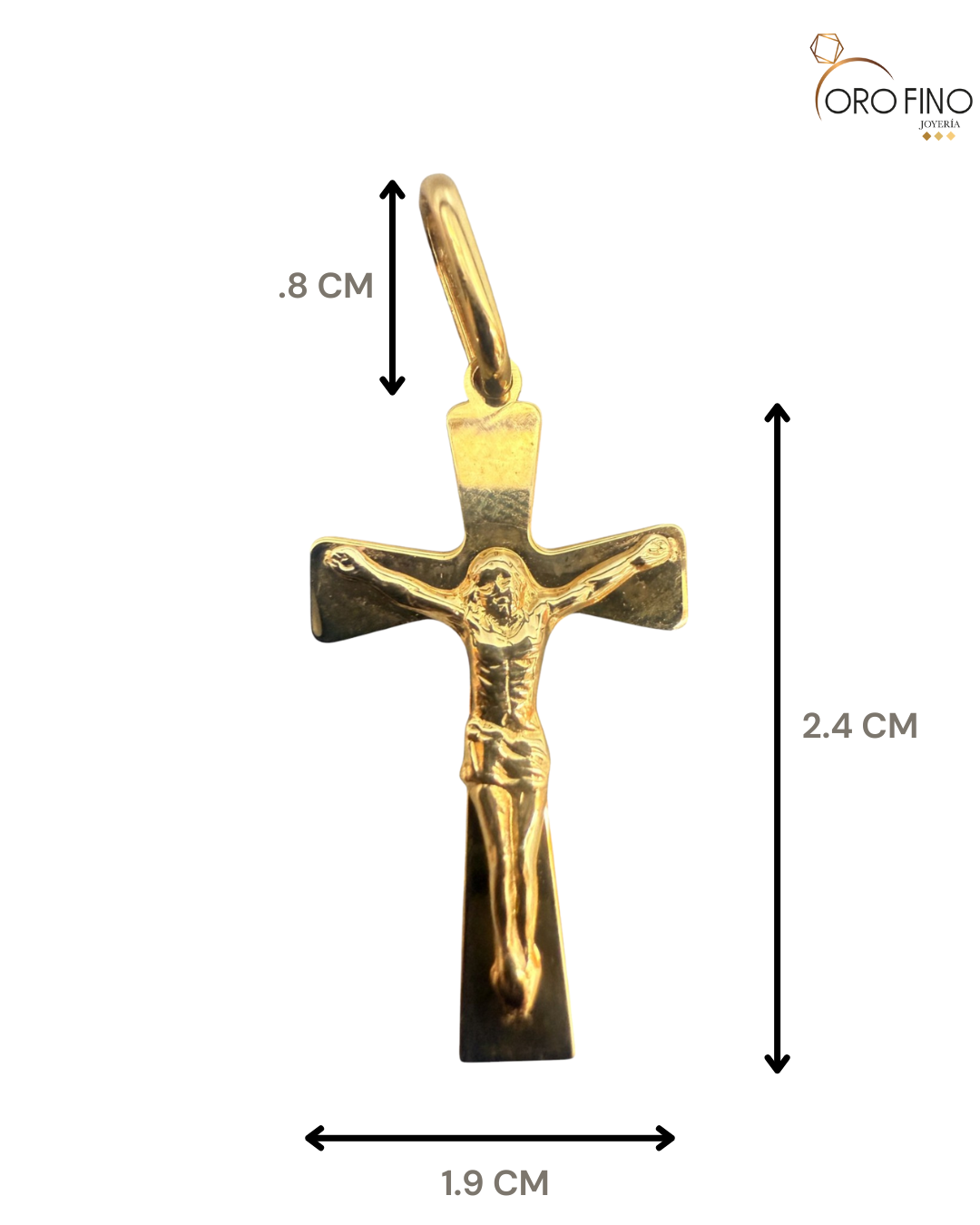 Cruz En Oro Italiano De 14 Kilates. Oro Fino Joyería.