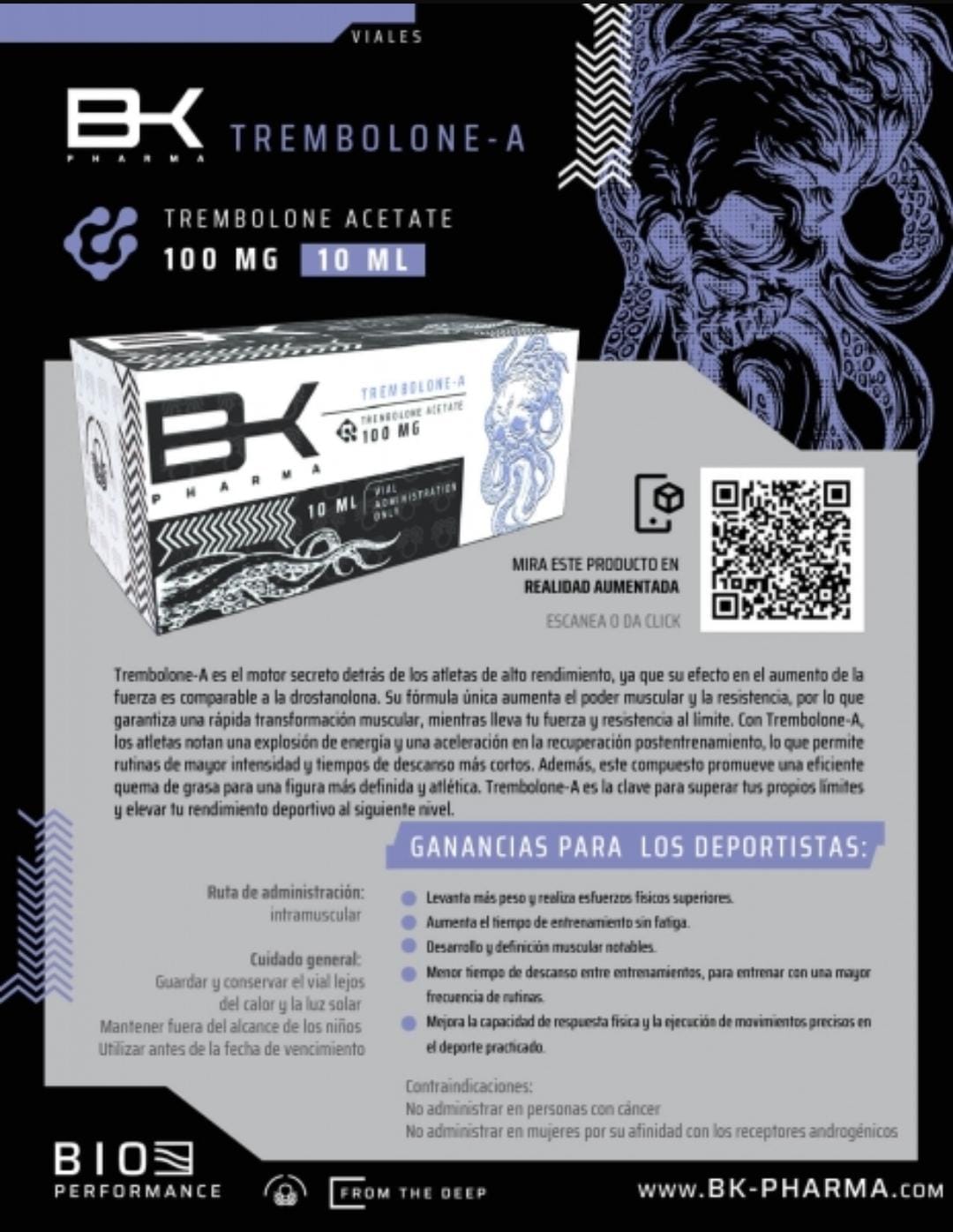 TREMBOLONE-A - Trembolona Acetato - Inyectable - 100mg/ml 10ml - BK PHARMA - Definición seca brutal con ganancia muscular agresiva