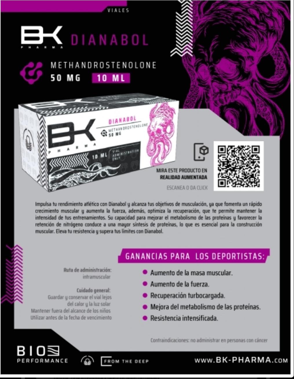 DIANABOL - Metandrostenolona - Inyectable - 50mg/ml 10ml - BK PHARMA - Ganancia muscular explosiva en tiempo récord