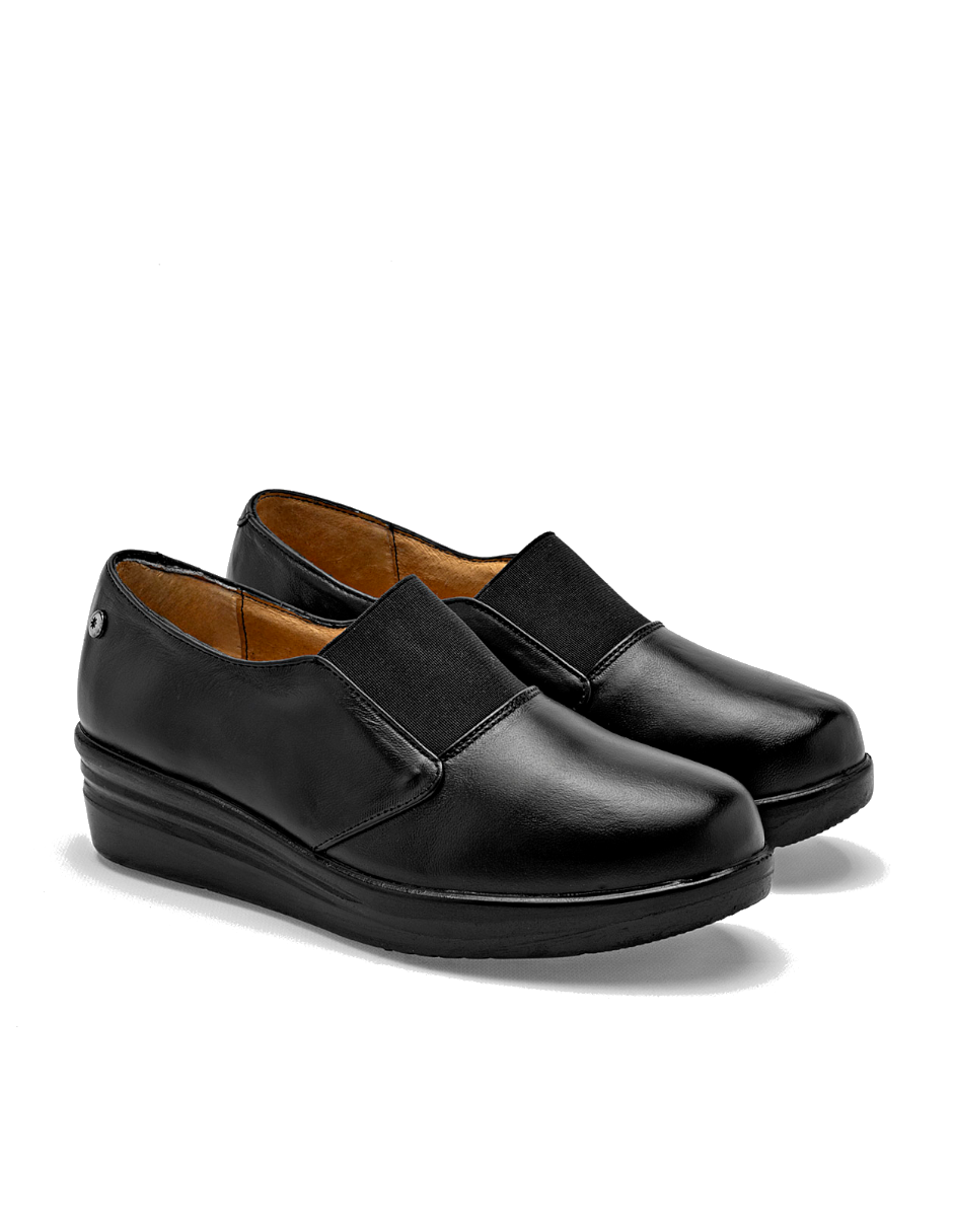 zapata de piel para mujer color negro