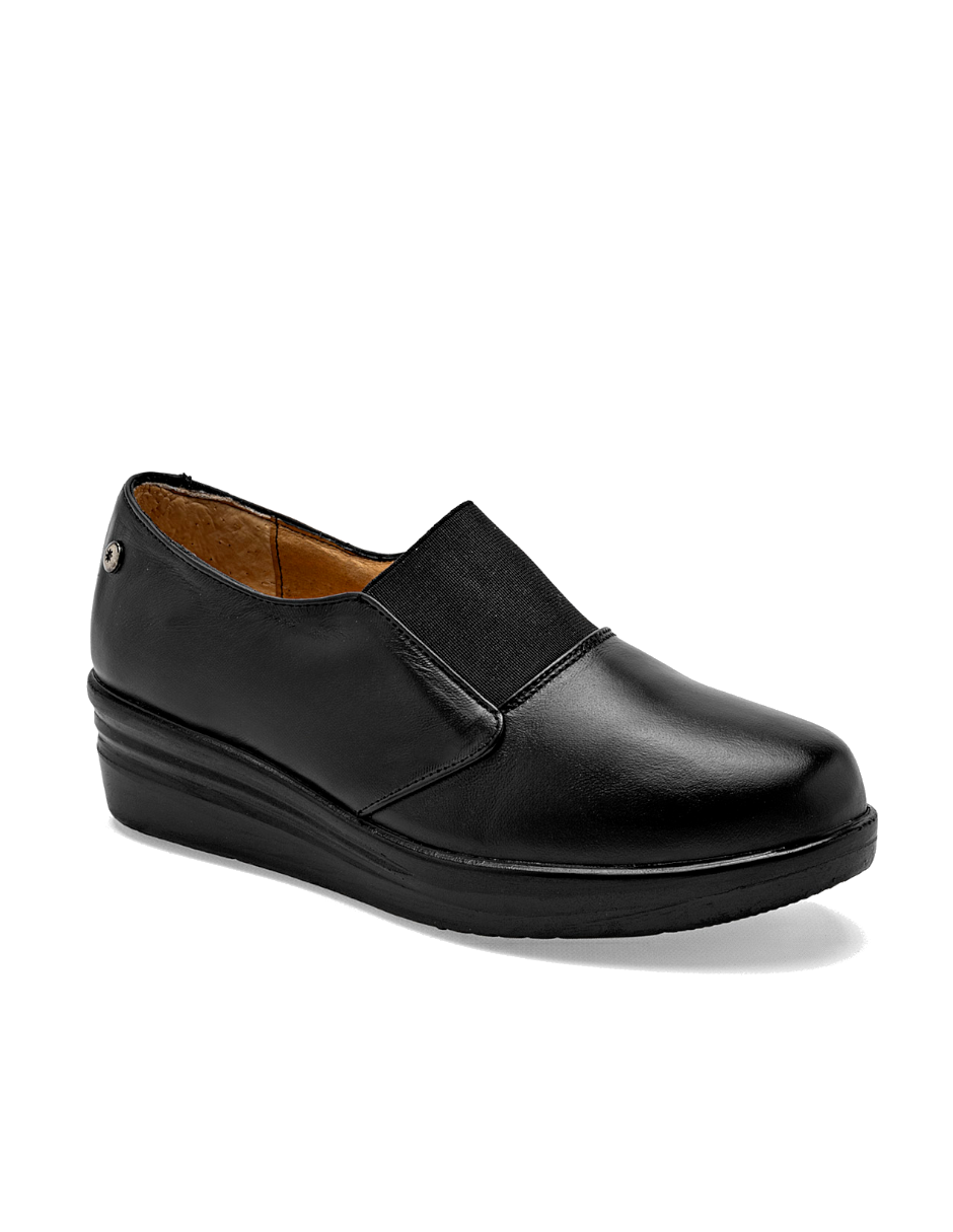 zapata de piel para mujer color negro